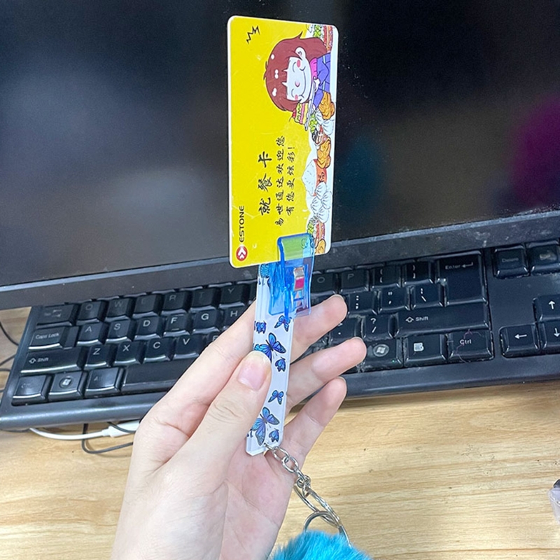 Cute Credit Card Puller Acrylic Debit Bank Card Grabber for Long Nail ATM Keychain Cards Clip for Long Nails Key Rings