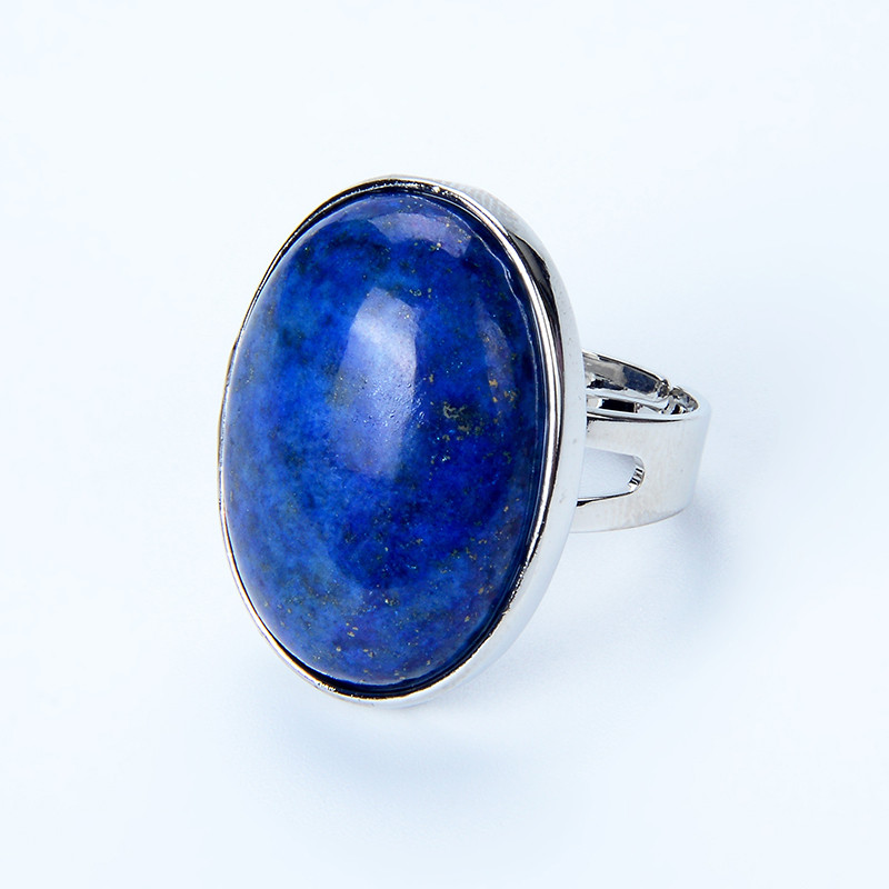 Natural Stone Reiki Finger Ring for Men Women Oval Opening Pink Quartz Tiger Eye Lapis Lazuli Black Obsidian Party Ring Jewelry