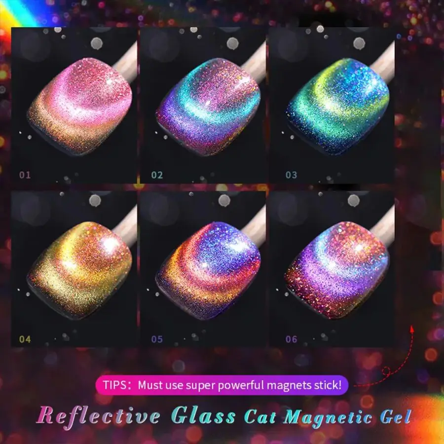 Reflective Sparkling Gel Nail Polish Phantom Flowing Sand Double Light Cat Magnetic Gel Polish Permanent Uv Top Coat Nail Art