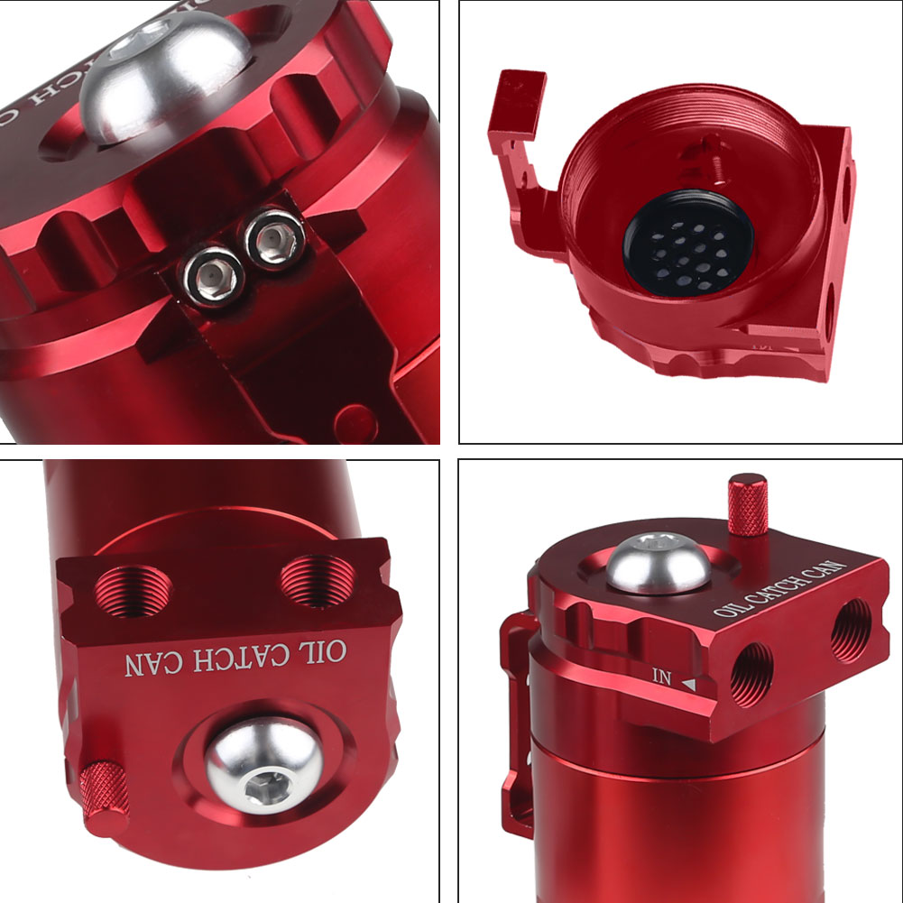 Car Baffled Oil Catch Can Tank Kit with Breather 300ml Aluminum Polish Engine Air Oil Separator Tank Reservoir Kit Universal