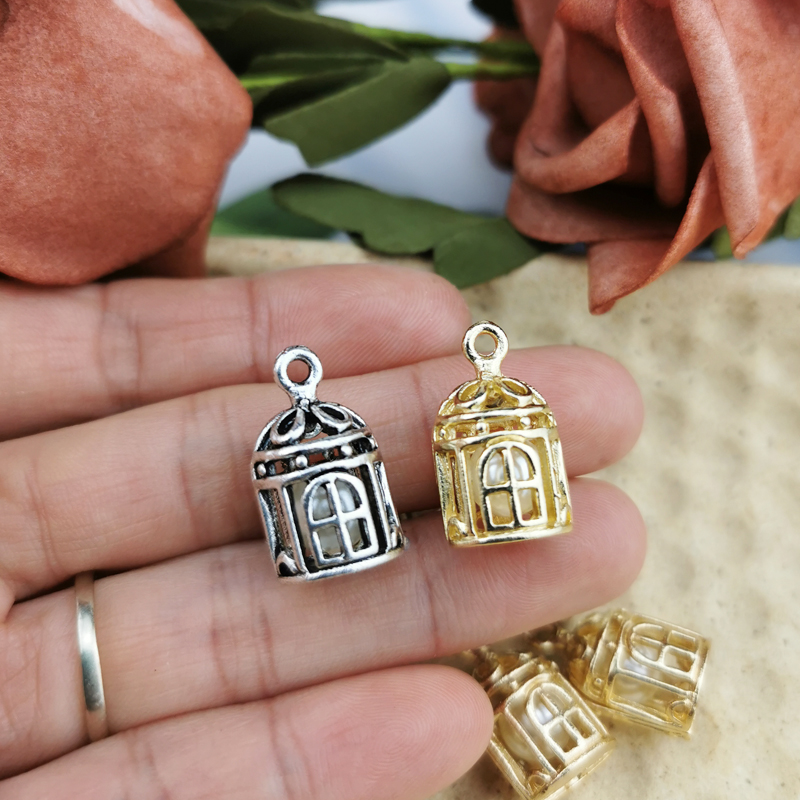 10pcs birdcage With Pearl Inside Antique Bronze Pendant For DIY handmade Metal Charms Bracelet Necklace Dangle Jewelry Making