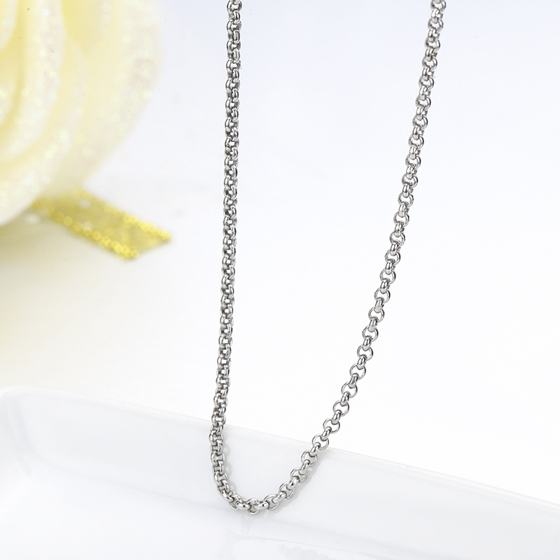 35-90cm 1.5mm 925 Sterling Silver Circle Rolo Chain Necklace Women Girl Italy Men Jewelry Kolye Collare Collier Ketting Sieraden