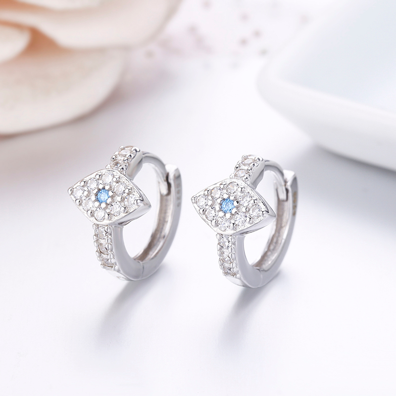 Cute 925 Sterling Silver Evil Eye Loop Huggies Circle Small Hoop Earrings For Women Child Girls Kids Jewelry Kolczyki Aros Arete
