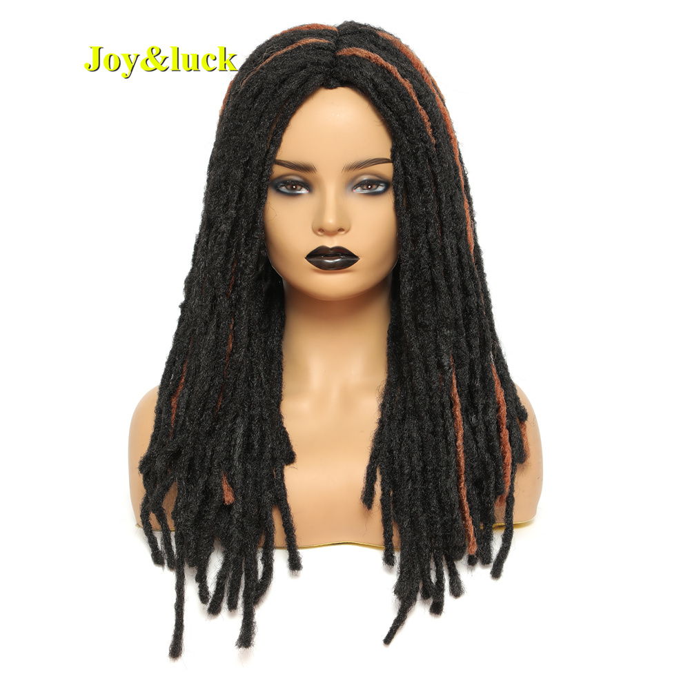Long Dreadlock Hair Wig Black Mixed Brown Crochet Braids Wigs Middle Part Synthetic Braided Hair For Women Daily Or Party Use