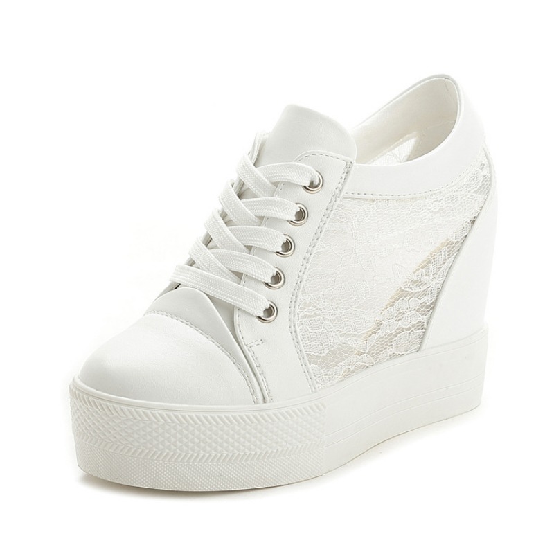 High Top Women's Casual Shoes Leather Casual Sneaker Hidden Increased Ladies Ankle Boots New Plush Woman Platform Boots Botines