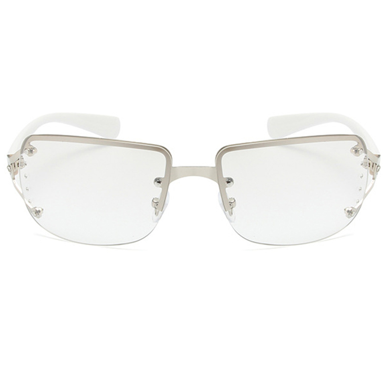 Rimless Sunglasses Women Luxury Brand Designer Sun Glasses UV400 Unisex Shades Fashion Eyewear Y2k Punk One Piece with Diamond Square S71 8027 IVISTA