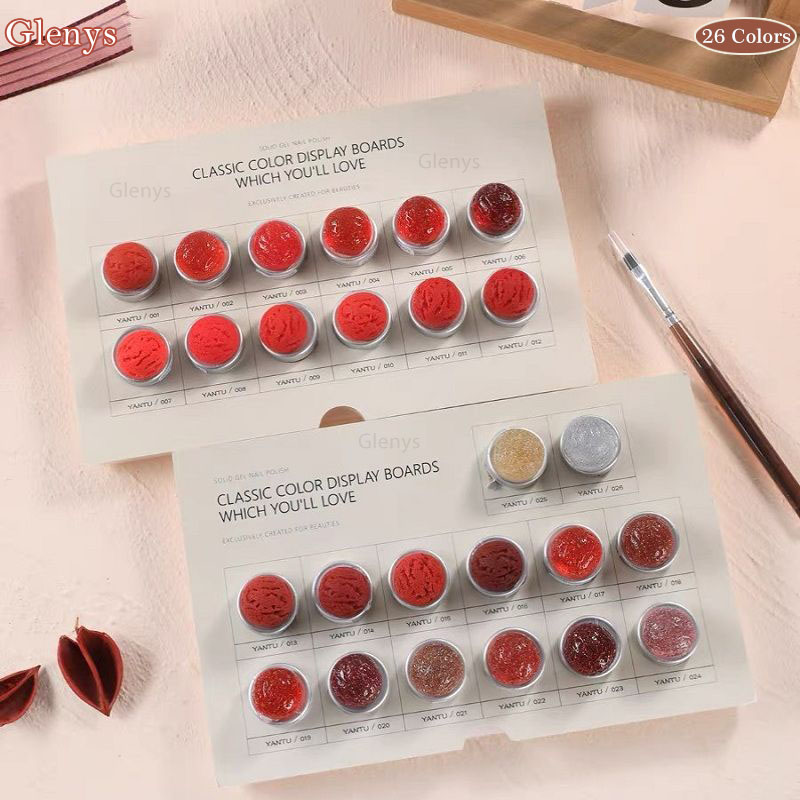 Glenys26 Velvet Vintage Red Solid Cream Gel with Colorful Charts Professional Painting Gel Nail Art UV Gel Paint Polishing Agent