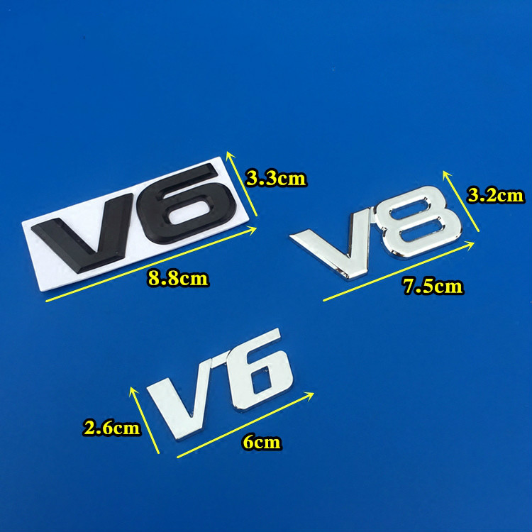 1 Pcs 3D Metal V6 V8 Engine Display Car Stickers Emblem Badge Car Decorative For Toyota BMW Benz Honda Mazda Car Accessories