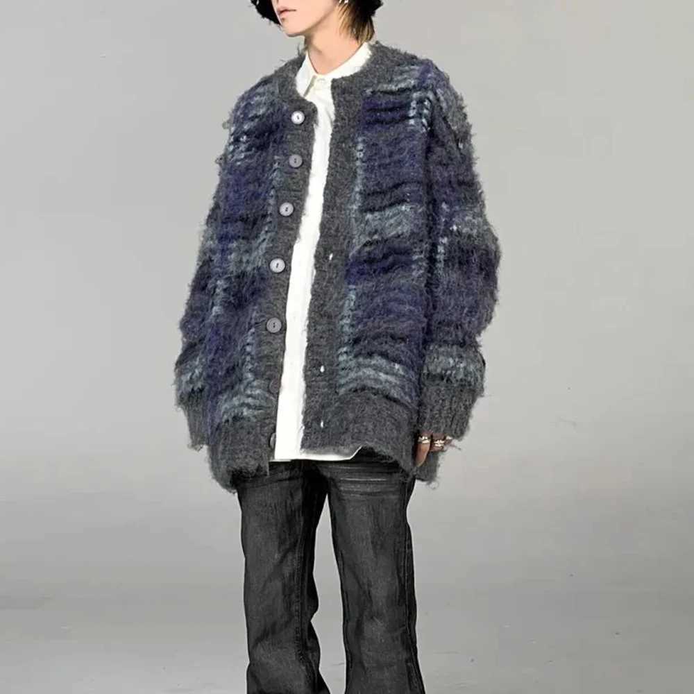 Men's Sweaters Mens Y2k contrasting color cardigan casual knit sweater autumn genderless fashion youth personality loose jacket unisex Y24062289W