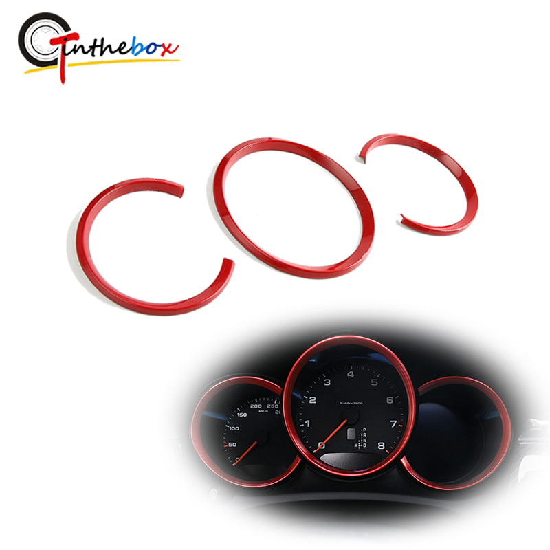 Gtinthebox 3pcs ABS Plastic Dashboard Instrument Frame Cover Ring Trims Stickers For 2014-up Porsche Macan Car Style Accessories