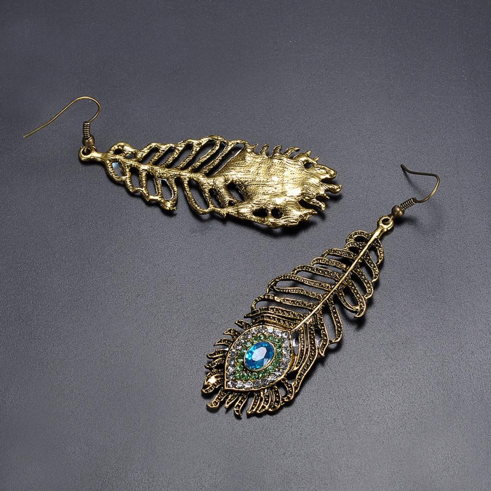 Earrings Peacock Feather Rhinestone Vintage Ethnic Style Dangle Earrings for Gift Tassel Earrings Wedding Drop Earring Gifts