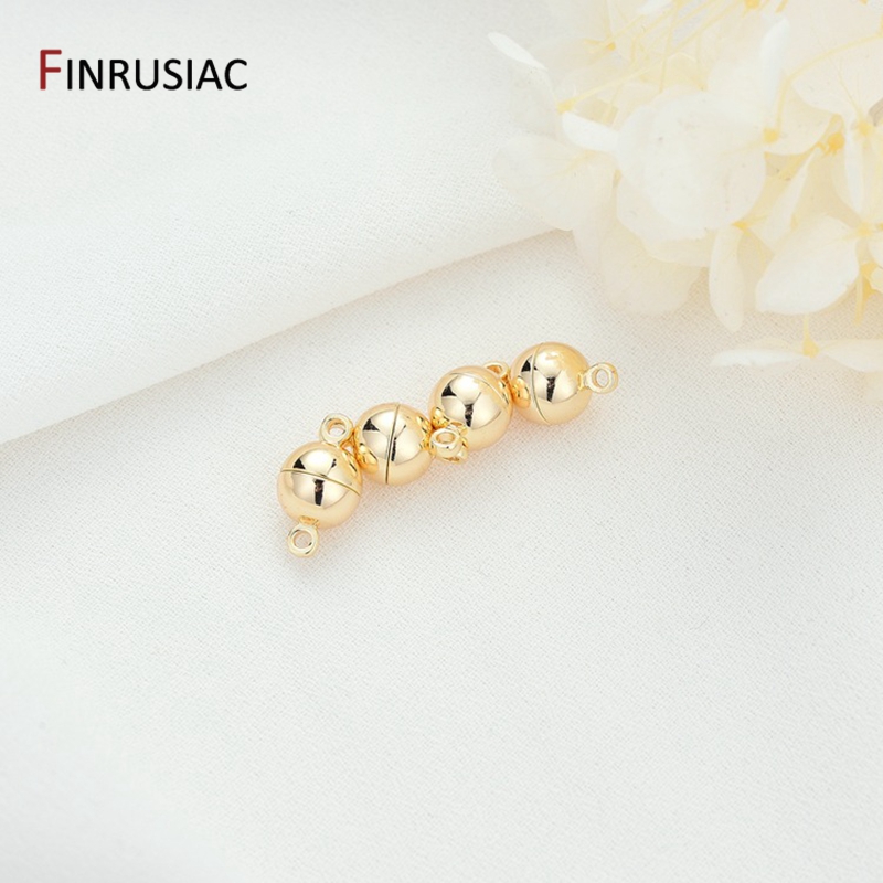 3 Types 14k Real Gold Plated Spherical Candy Shaped Magnetic Clasps For DIY Bracelets,Necklaces Jewelry Making Materials