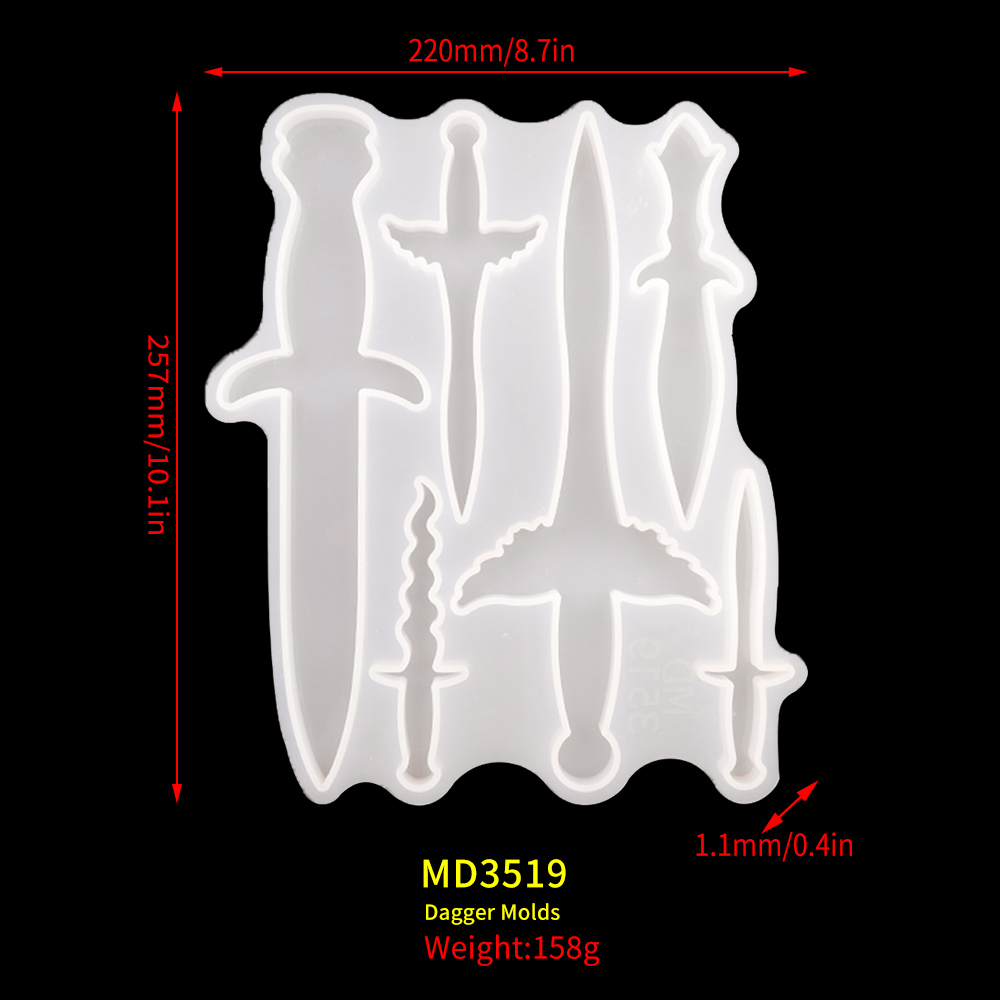 2021 Mixed Long Knight Battle Swords Resina Epoxi Transparente Moulds Cute Knife Silicone Molds For Resin Art Jewelry Making Kit