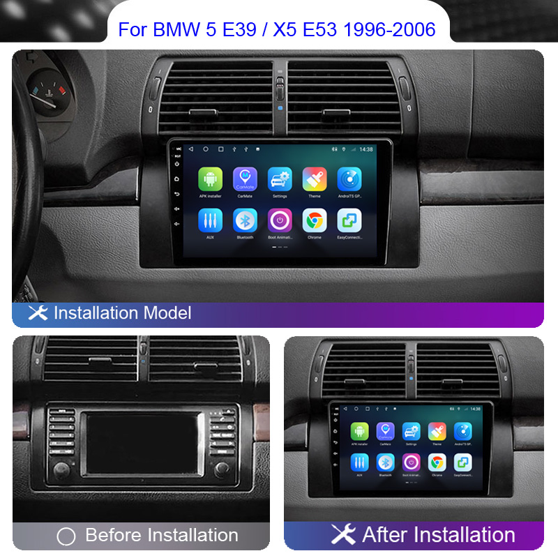 8+256 2 Din Android Car Radio Multimedia Carplay For BMW 5 E39 E53 X5 1996-2001 2002 2003 2004 2005 2006 4G GPS DVD BT autoradio