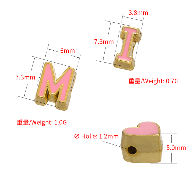 ZHUKOU 9 colors letter beads Brass Enamel beads Initials 26 letters spacer bead for women DIY Bracelet jewelry Accessories VZ258