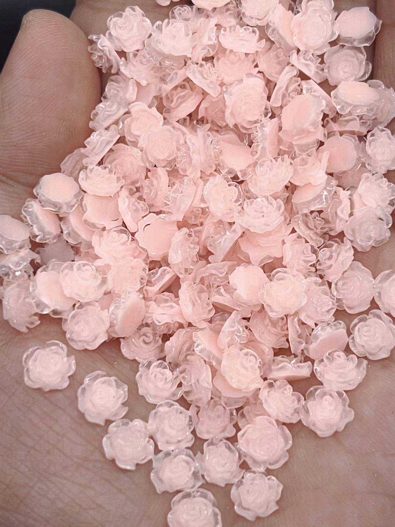50pcs 3D Pink Kawaii Resin Series Nail Art Charms Kawaii Bow Flower Heart Nail Decorations Bulk Manicure Rhinestones Jewelry DIY