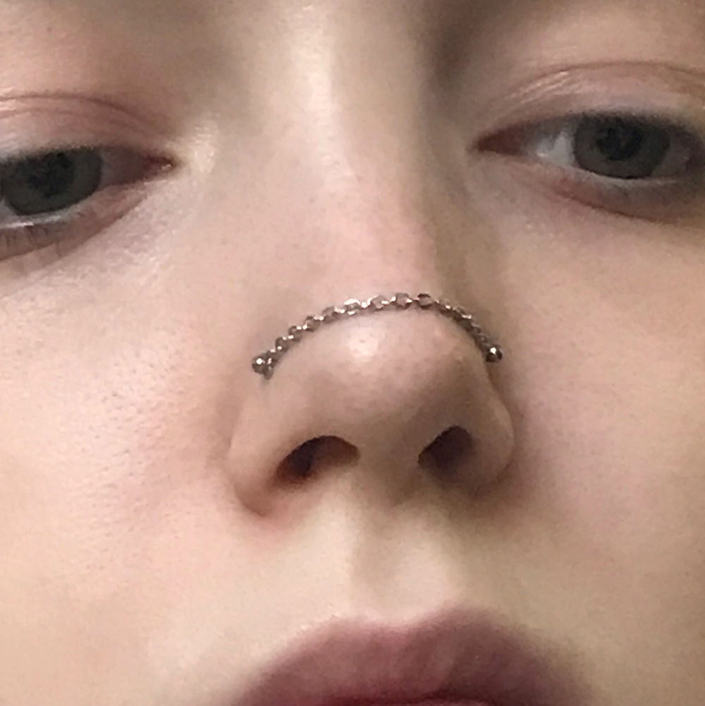 1PC 316L Surgical Steel Nose Chain CZ Crystal Nose Stud Earring Piercing Nariz Piercing Septum Double Nose Piercing Body Ring