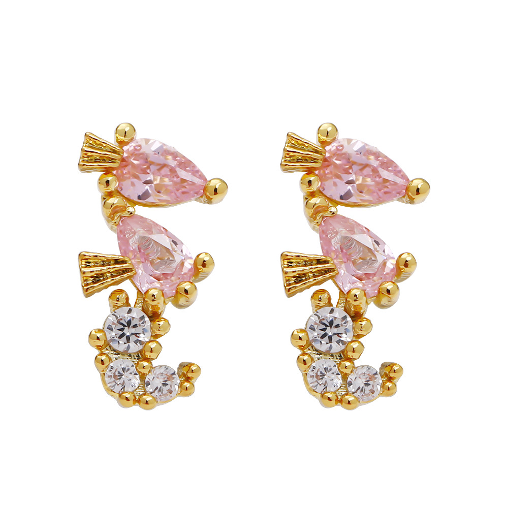 Luxury Cubic Zirconia Ocean Series Stud Earring Cute Small Animal Crab Starfish Tortoise Dolphin Earrings for Women Girls Gifts