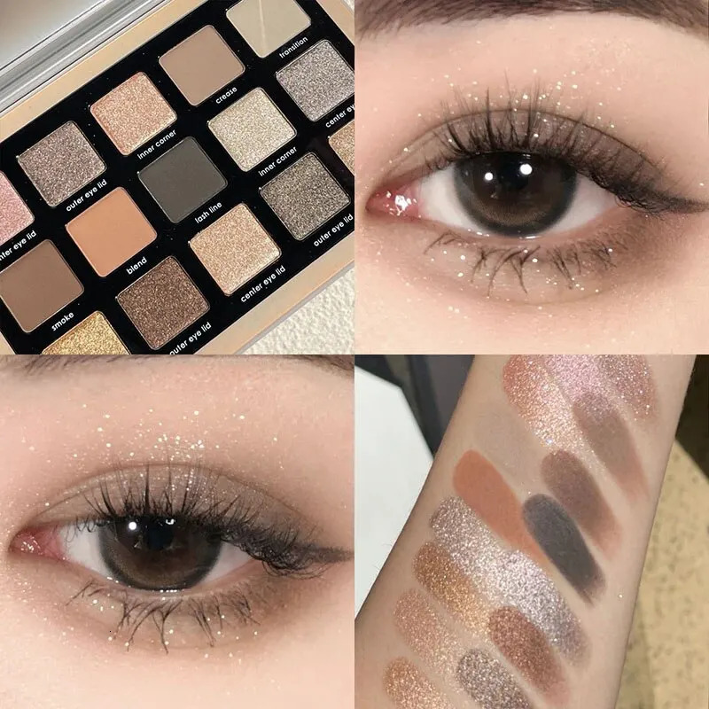 TINGPHE Vintage 15-Color Bronzing Pan Cold Tone Cement Gray Eyeshadow Pan Student Affordable Earth Color Glitter Rose Makeup 240624