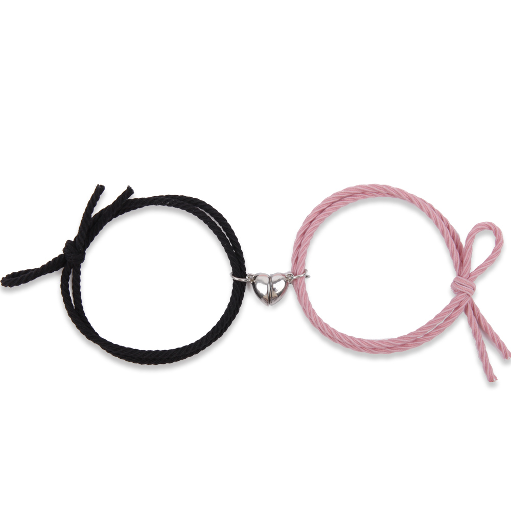 2pcs Heart Magnetic Bracelet Lovers Couple Matching Friendship Bracelets Rope Braided Distance Bracelet Kit Lover Jewelry