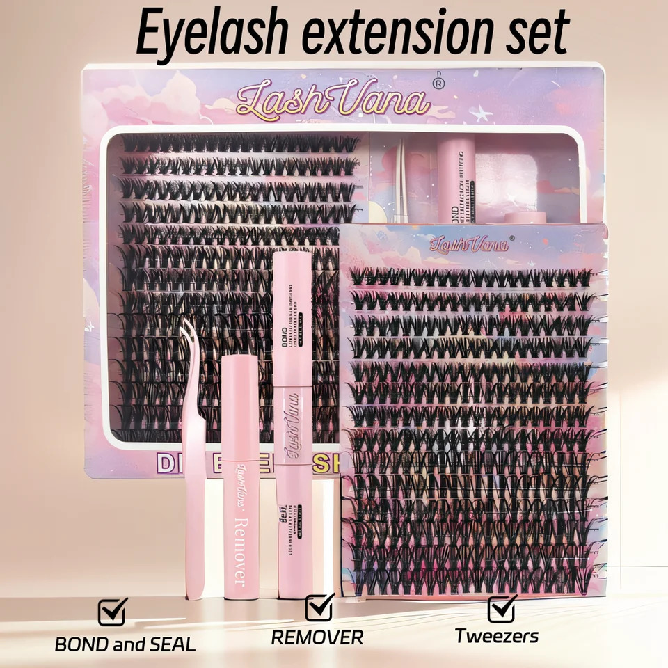 Eyelashes 280 PCS 8-16mm Clusters Lash Bond and Seal Makeup Tools DIY Lashes Extension Kit for Gluing Lashes Gluing Glue 240624