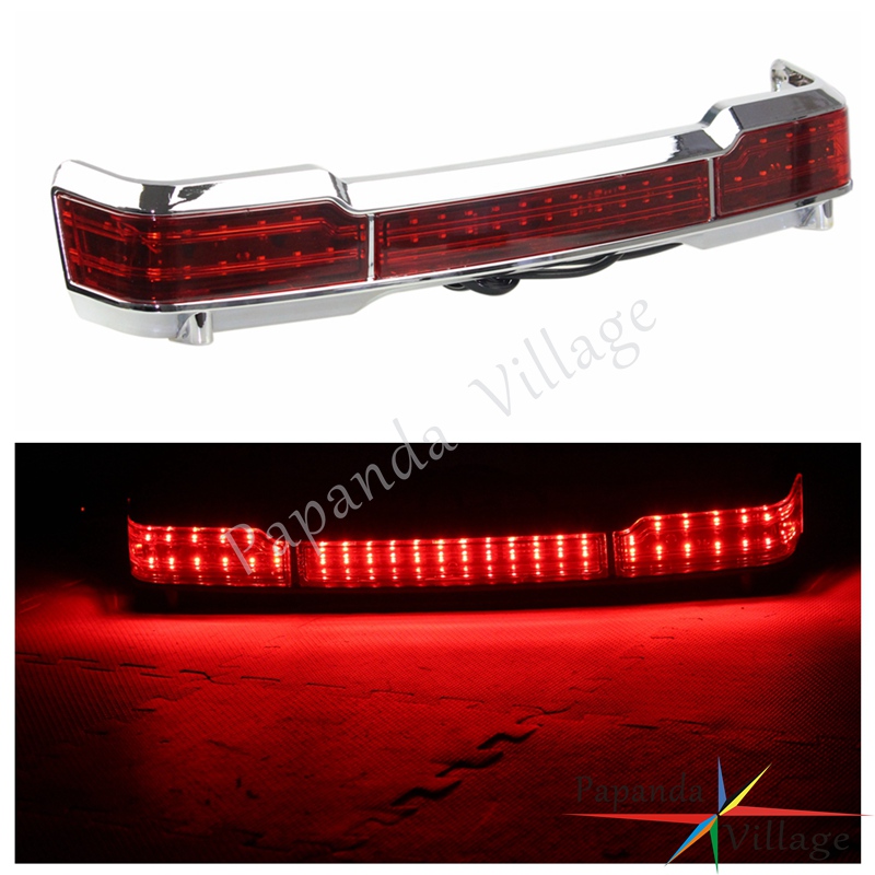Papanda Motorcycle Chrome Running Brake Light LED Taillights For Harley Touring Classic King Electra Glide Tour Pack 1997-2008