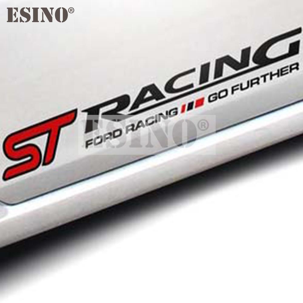 2 x Car Styling ST RACING MOTOR SPORT GO FURTHER Car Whole Body Stickers Door PVC Waterproof Vinyl Decals for Ford Fiesta Focus