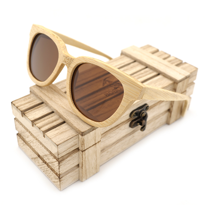 BOBO BIRD Natural Bamboo Retro Sunglasses for Men and Women Handmade Polarized Wooden Eyewear with Wood Gifts Box Sun Glasses