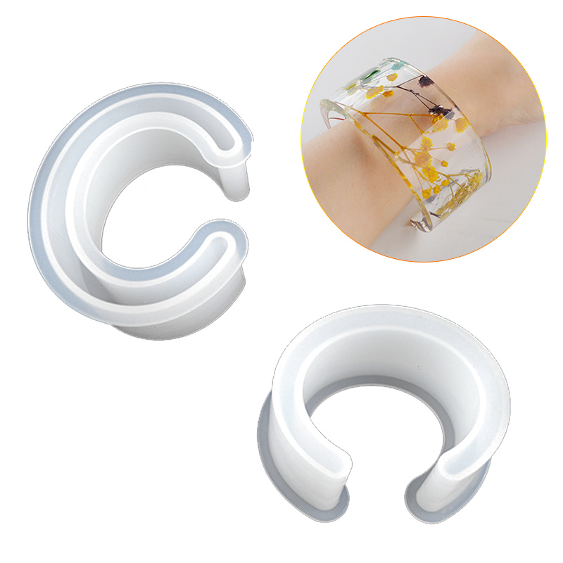 DM074 Egg C Shaped Bracelet Resin Molds Open Design Bangle Moldes De Silicona Para Resina Epoxi For Fai Da Te Jewelry Making