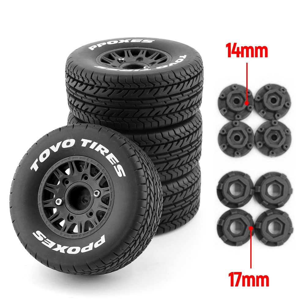 4Pcs 113Mm 1/8 1/10 Short Course Truck Tire Tyre Wheel With 12 14 17Mm Hex For Slash Arrma SENTON VKAR RC Car