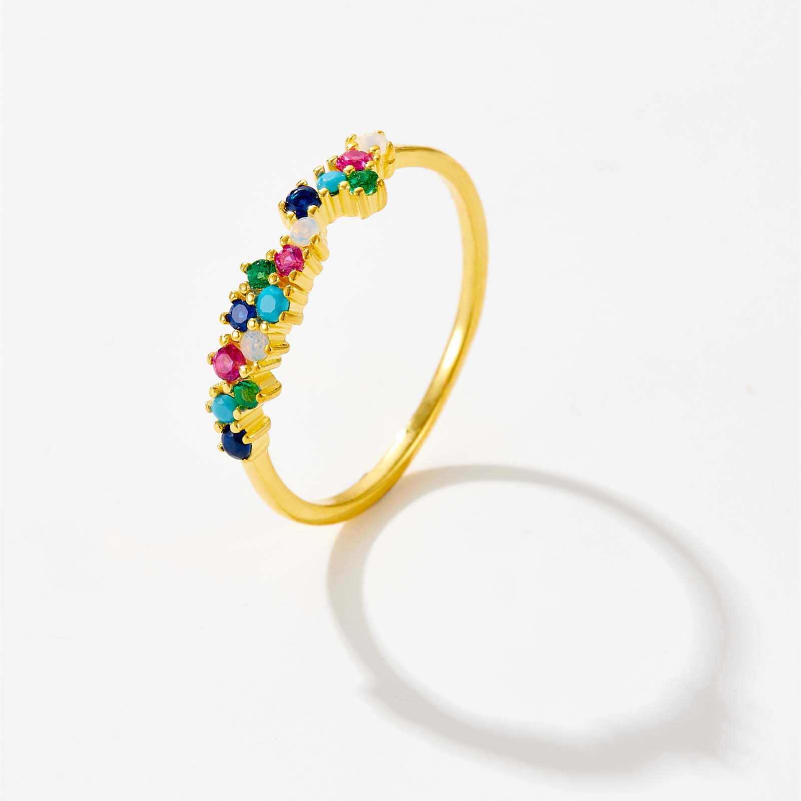 ANDYWEN 100% 925 Sterling Silver Guadaloupe Simple Sparkle Tutti Frutti Ring Clear Rainbow Women Wedding Jewelry Circle Luxury