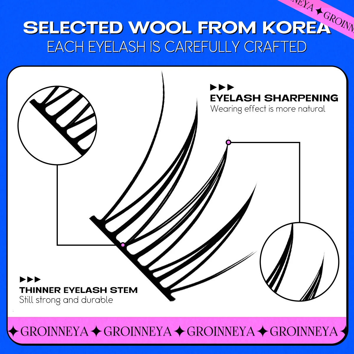 GROINNEYA Cluster Lashes Natural Eyelash extension Cluster Natural Volume Individual Lashes Mixed Tray Lashes DIY Eyelashes 240624
