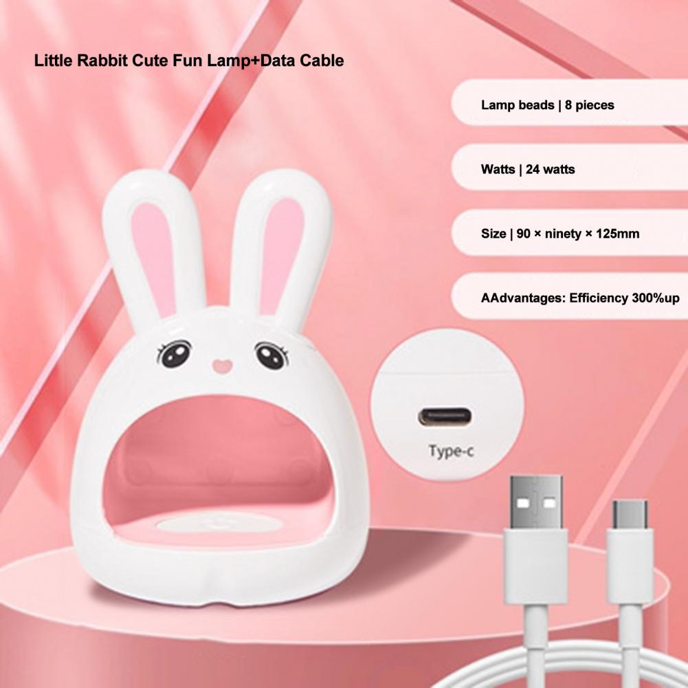 High-efficiency Nail Uv Lamp Nail Uv Lamp Portable 24w Mini Size Led Uv Nail Lamp Quick-drying Rabbit Design for Home Manicures