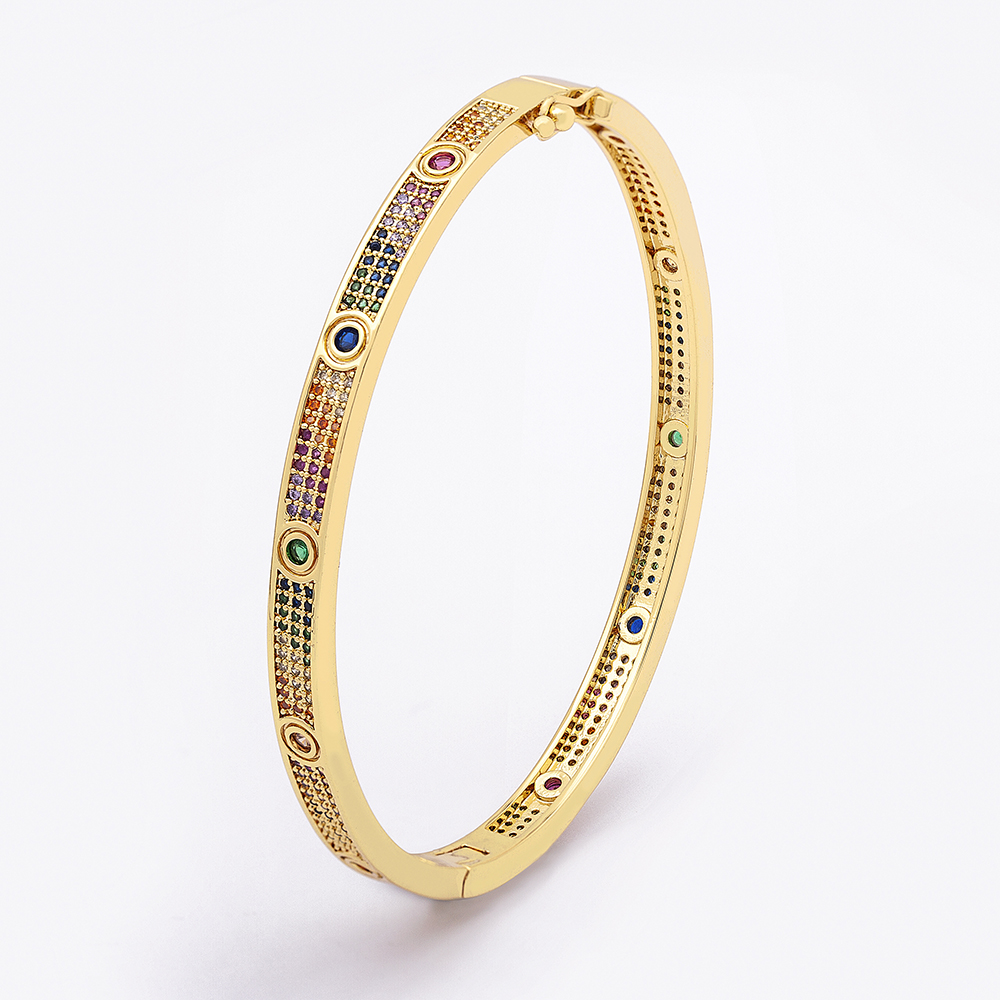 New Design Luxury 14 Styles Hollow Evil Eye Bangle Copper Cubic Zirconia Gold Color Cuff Bracelets For Women Girls Charm Jewelry