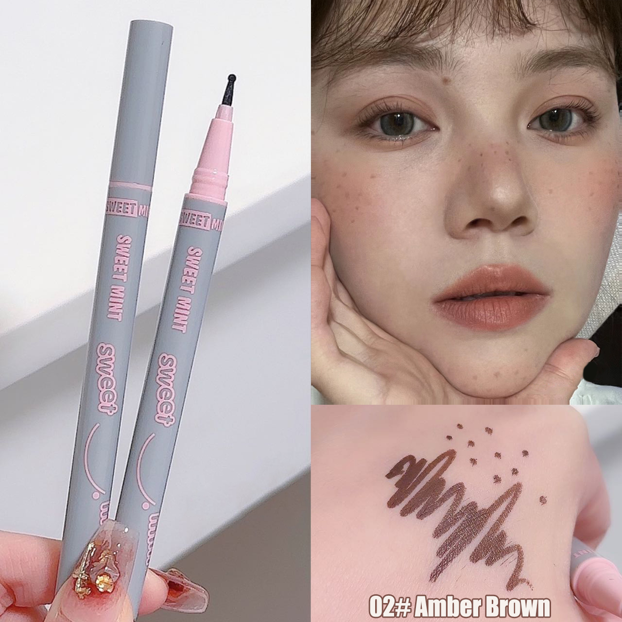 Face Fake Freckles Pen Natural Liquid Tear Mole Pen Amber Brown Dot Spot Concealer Pen Lifelike Cheek Spots Tint Makeup Tool