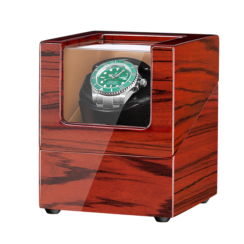Single watch household Wooden Single Watch Winder Automatic Watch Winder Box Accessories Display Mechanical Rotating Leather