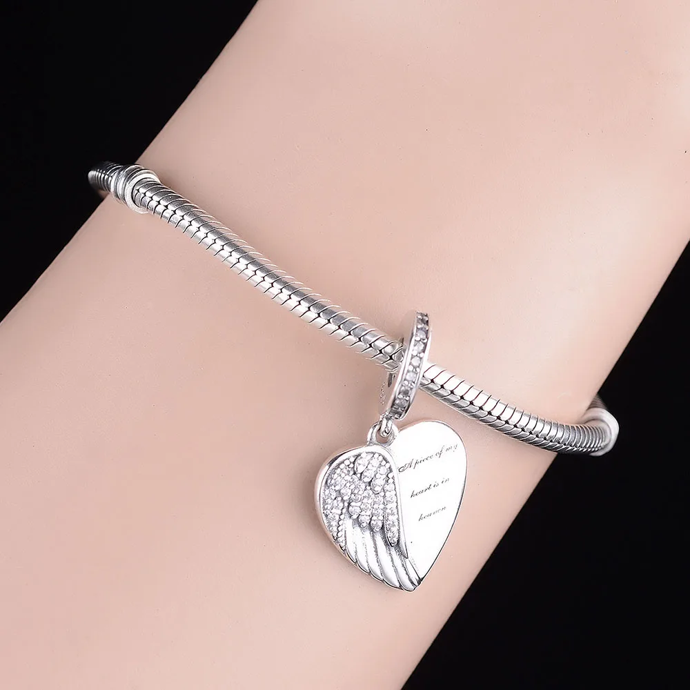 FC Jewelry Fit Original Charm Bracelet 925 Silver A Piece Of My Heart Has Wings is In Heaven Forever Bead For Making Berloque