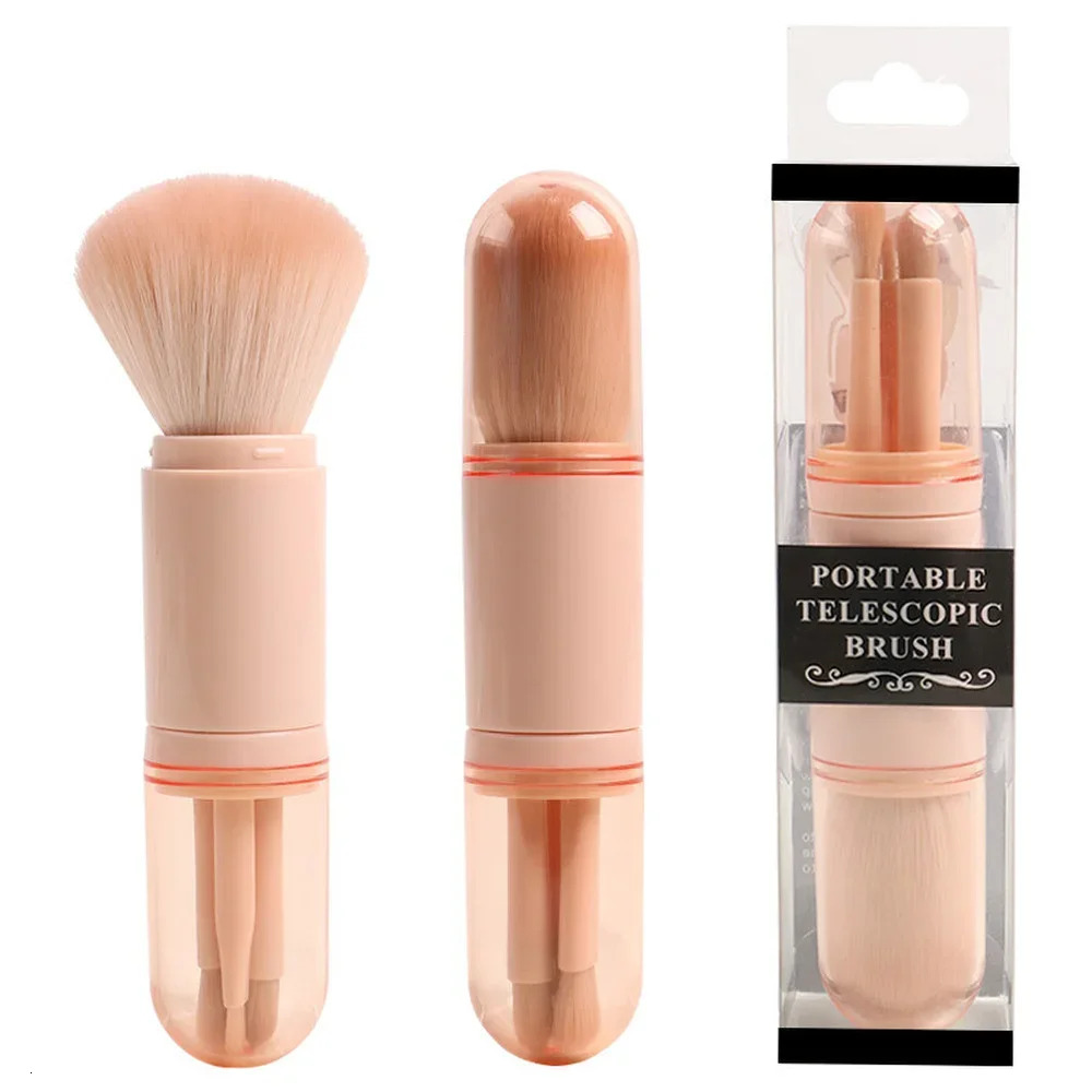 4pcs/set 4 In 1 Telescopic Portable Travel Brushes Set Eyeshadow Loose Powder Mini Makeup Brush Beauty Tools F624-6