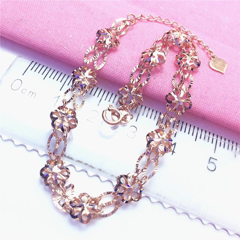 Ladies' Jewelry Pure Russian 585 Purple Gold New Shiny Hollow Flower Piece Bracelet 14K Rose Gold Western Style