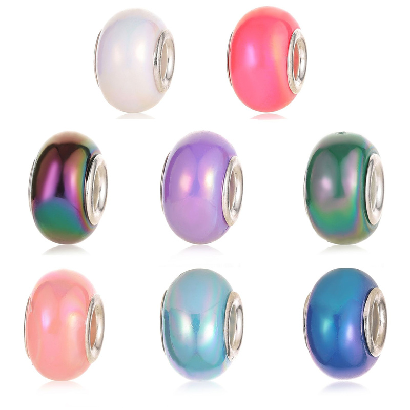 10Pcs Purple Color Cut Faceted Large Hole Plastic Resin Muranos Beads Charms for Women Hair Beads DIY Jewelry Bracelet Making