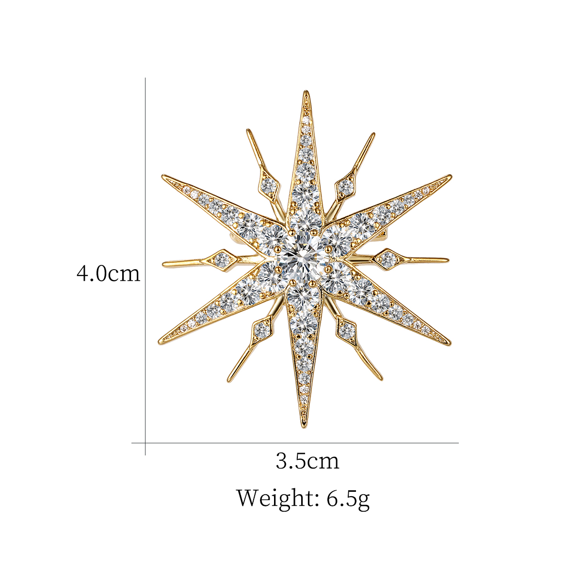 WEIMANJINGDIAN Brand New Arrival High Quality CZ Cubic Zirconia Starburst Brooch Pins for Women Girls Clothing Decor Jewelry