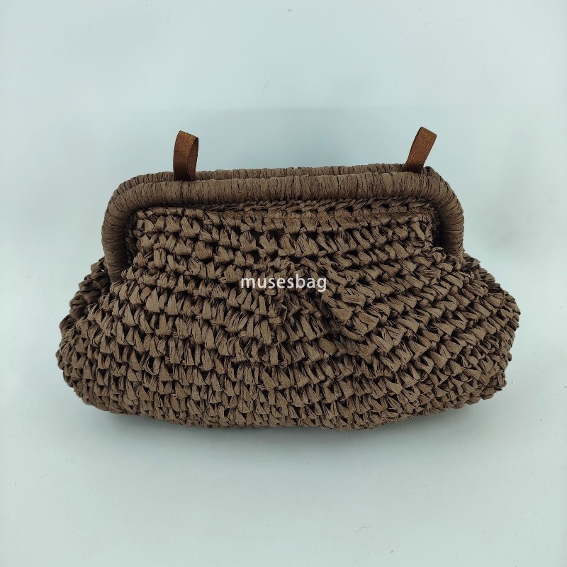 High quality women's designer temperament large capacity hand woven chain bag beach gentle and fashionable candy color cloud handbag forest style
