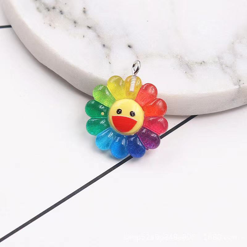 10pcs Colorful Sunflower Pendants Charms Crafts DIY Making Handmade Jewelry Finding For Earrings Necklace Keychain