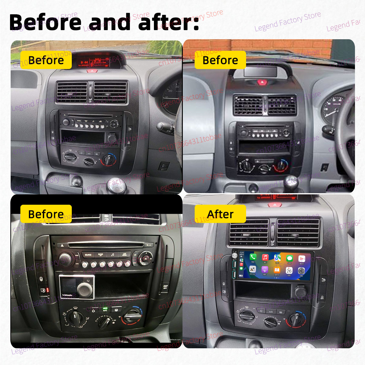 Carplay Autoradio Car Multimedia 1Din Radio Android for Citroen Dispatch Peugeot Expert 2007-2016 Stereo HeadUnit GPS Navigation