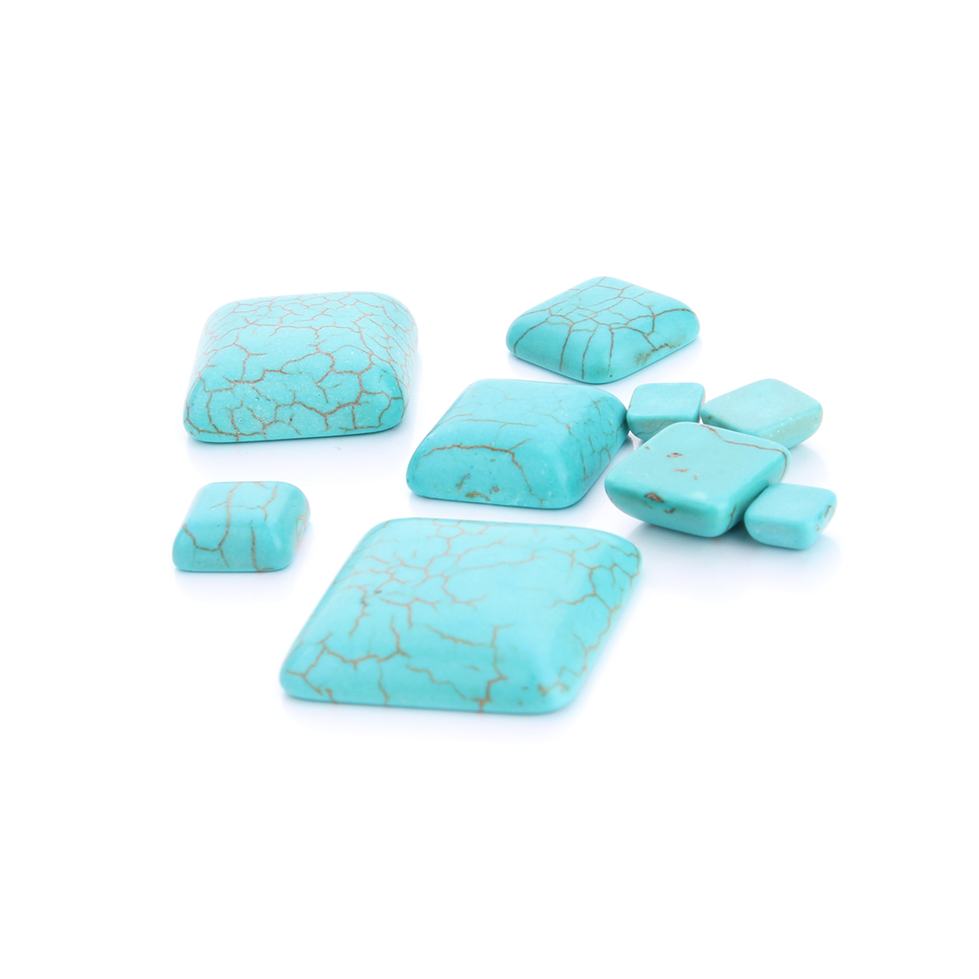 10pcs/lot 6/8/10/12/14/16mm Half Square Blue Created Flatback Cabochons Beads DIY Natural Stone Beads Jewelry Findings Making