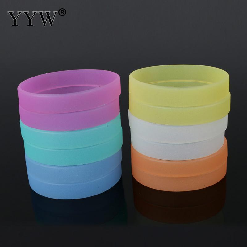 6 Colors Glow in the Luminous Elastic Rubber Silicone Bracelets Men Women Bangles Basketball Sports Wristbands Silicone Bracelet