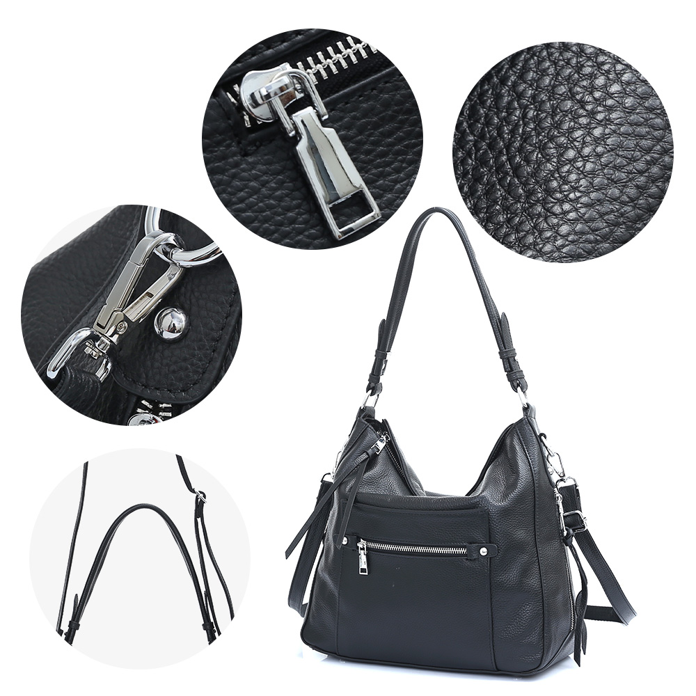Zency New Classic Genuine Leather Shoulder Bags For Women's High Quality Simple Female Crossbody Handbag Large Commute Bag