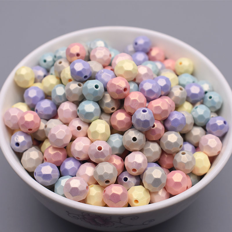 8/10/14mm Plastic Acrylic Beads Sugar Clouds Beads Effect Round Faceted Loose Spacer Beads For Jewelry Making Craft DIY