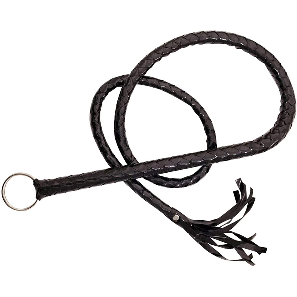120CM PU Leather Black Whip Costume Whip Handmade Bullwhip, Whip Costume Accessory Horse Riding Crops Equestrianism Whips