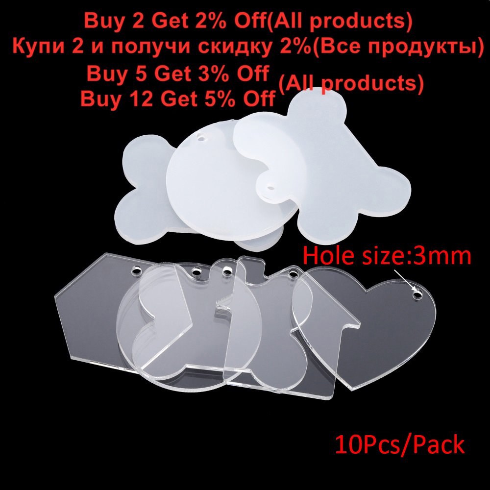 10Pcs/Lot Round Acrylic Clear Circle Discs Heart Shape Acrylic Blank Keychain Pendants for DIY Jewelry Making Accessories